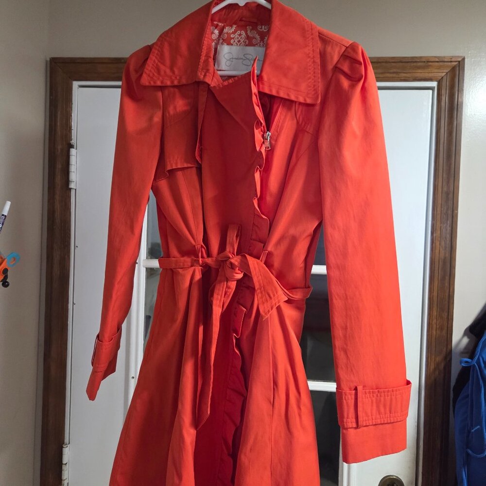 Orange Jessica Simpson trench coat size small